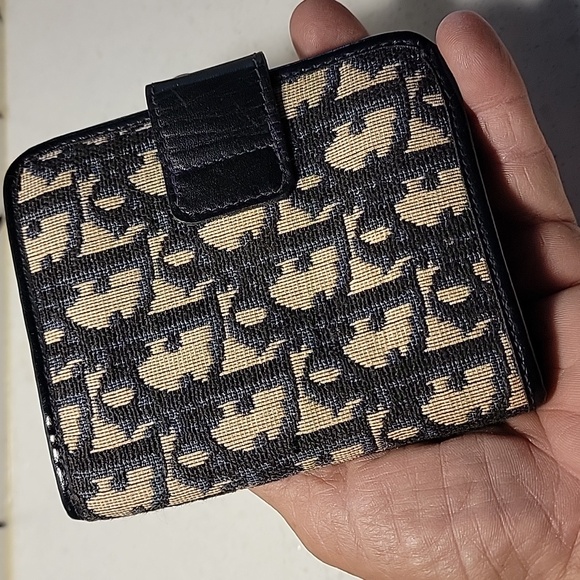 Bottom price! DIOR OBLIQUE NAVY CARDHOLDER KISSLOCK WALLET - Picture 3 of 11